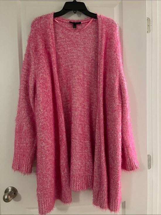 Lane Bryant Sweaters - Lane Bryant Fuchsia Open-Front Fuzzy Cardigan